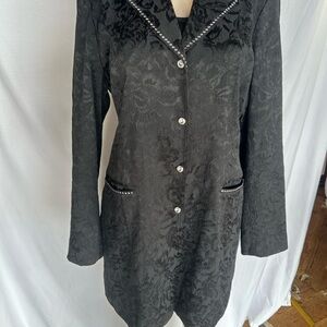 Christine Alexander Black Floral Blazer with Silver Accents